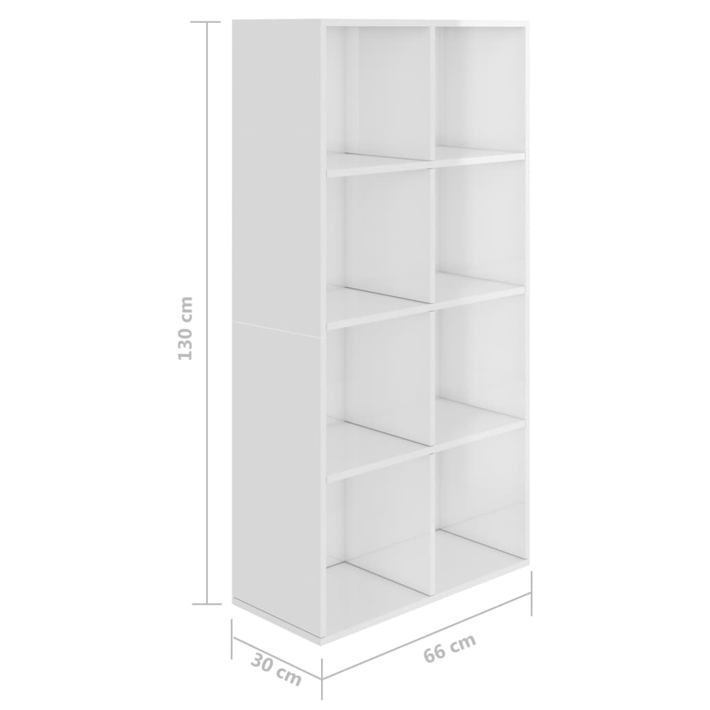 Libreria/Credenza Bianco Lucido 66x30x130 cm Legno Multistrato - homemem39