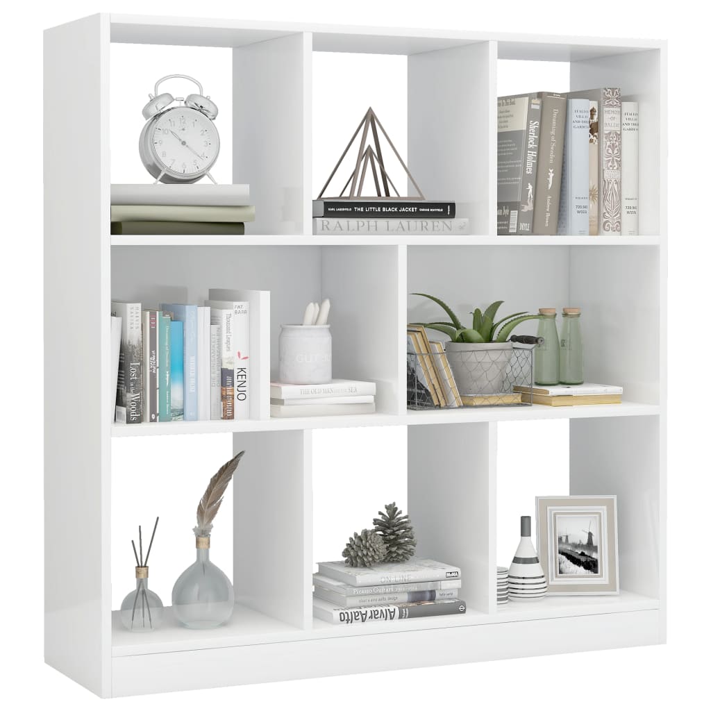 Libreria Bianco Lucido 97,5x29,5x100 cm in Legno Multistrato - homemem39