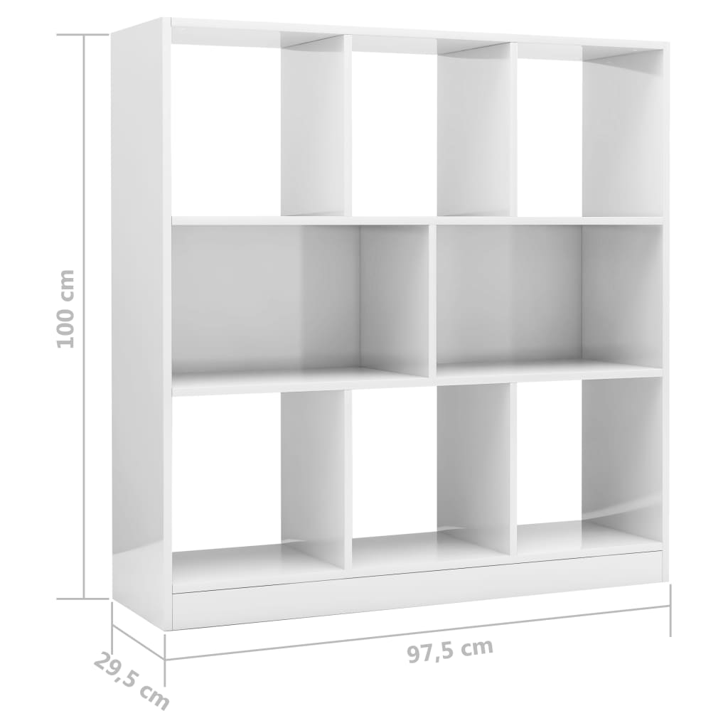 Libreria Bianco Lucido 97,5x29,5x100 cm in Legno Multistrato - homemem39