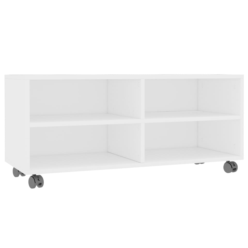 Mobile TV con Ruote Bianco 90x35x35 cm in Legno Multistrato - homemem39