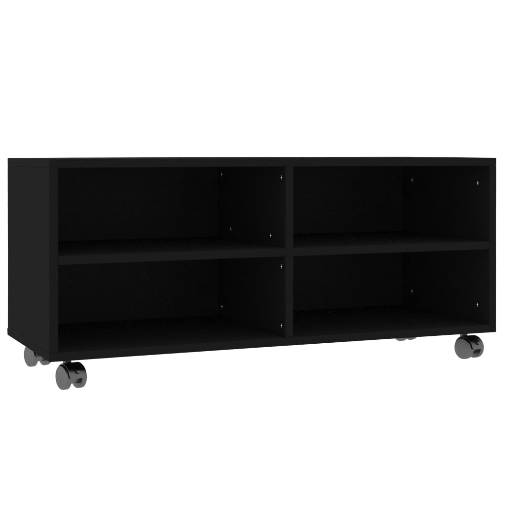 Mobile TV con Ruote Nero 90x35x35 cm in Legno Multistrato - homemem39