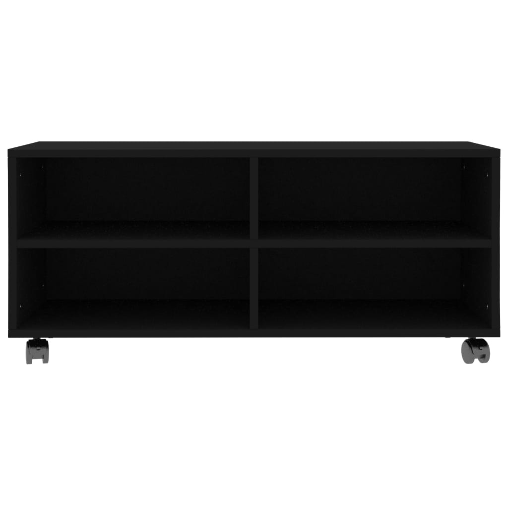 Mobile TV con Ruote Nero 90x35x35 cm in Legno Multistrato - homemem39