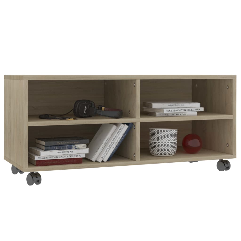 Mobile TV con Ruote Rovere Sonoma 90x35x35 cm Legno Multistrato - homemem39