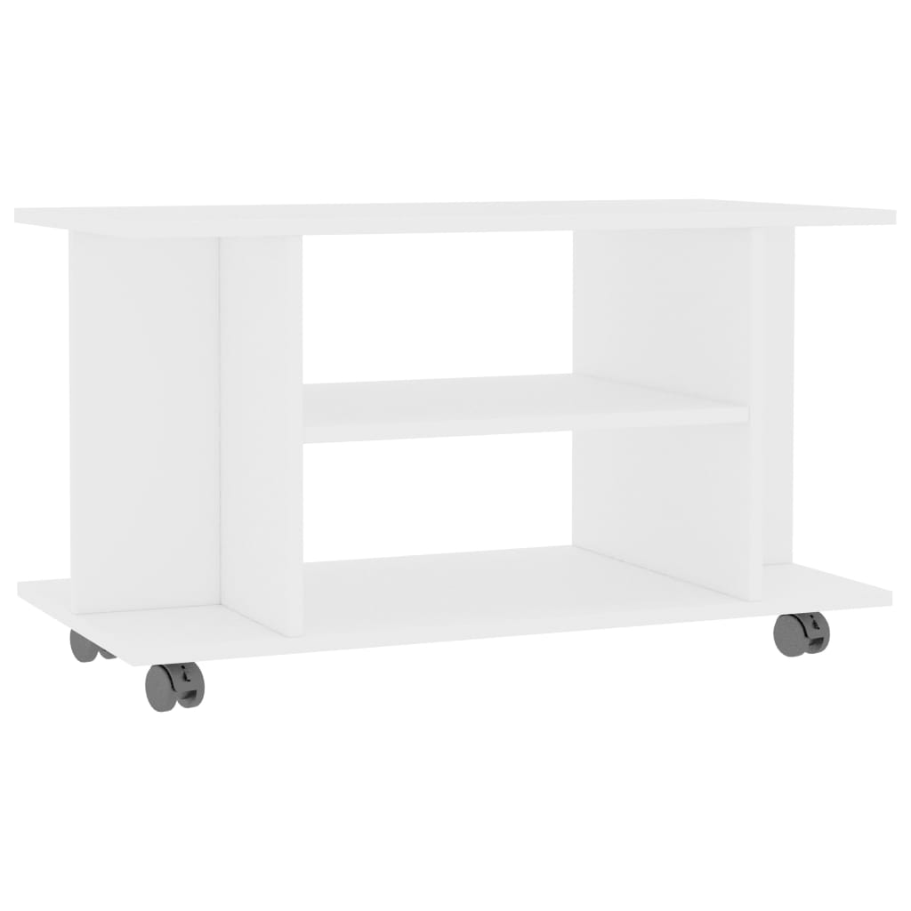 Mobile TV con Ruote Bianco 80x40x40 cm in Truciolato - homemem39