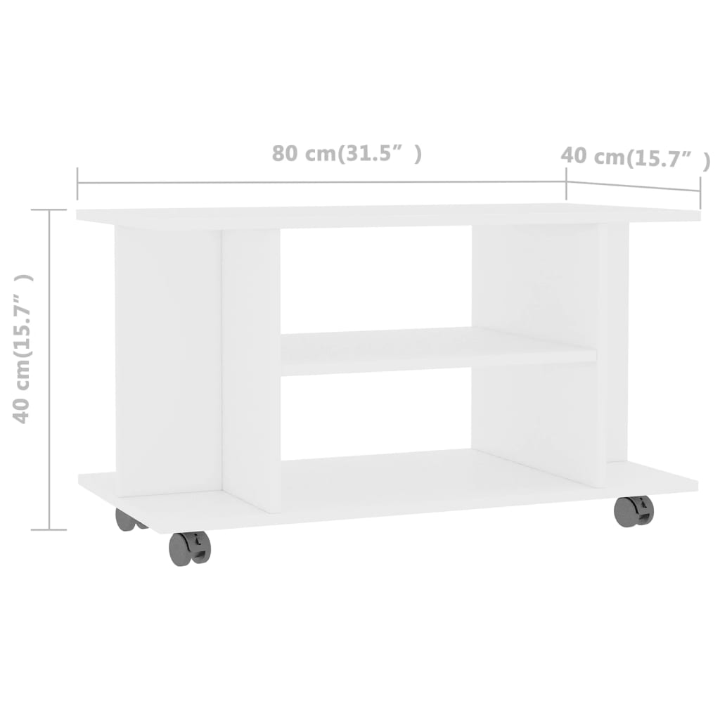 Mobile TV con Ruote Bianco 80x40x40 cm in Truciolato - homemem39