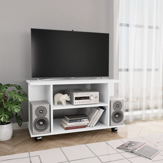 Mobile TV con Ruote Bianco 80x40x40 cm in Truciolato - homemem39