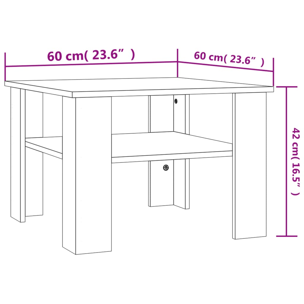 Tavolino da Caffè Grigio Cemento 60x60x42 cm in Truciolato - homemem39