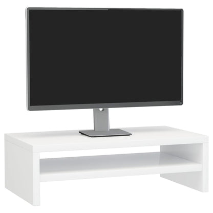 Supporto Monitor Bianco Lucido 42x24x13 cm in Legno Multistrato - homemem39