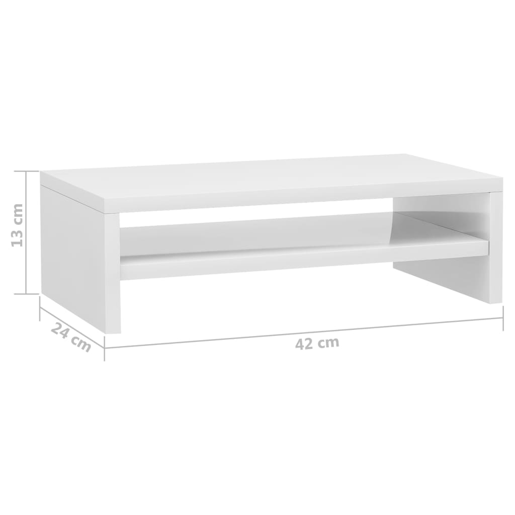 Supporto Monitor Bianco Lucido 42x24x13 cm in Legno Multistrato - homemem39