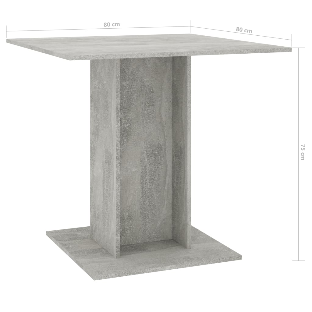 Tavolo da Pranzo Grigio Cemento 80x80x75 cm in Truciolato - homemem39