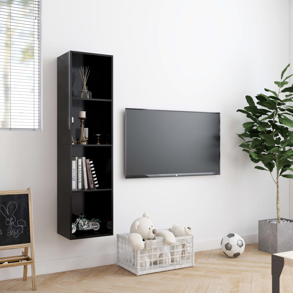 Libreria/Mobile TV Nero 143x30x36 cm - homemem39