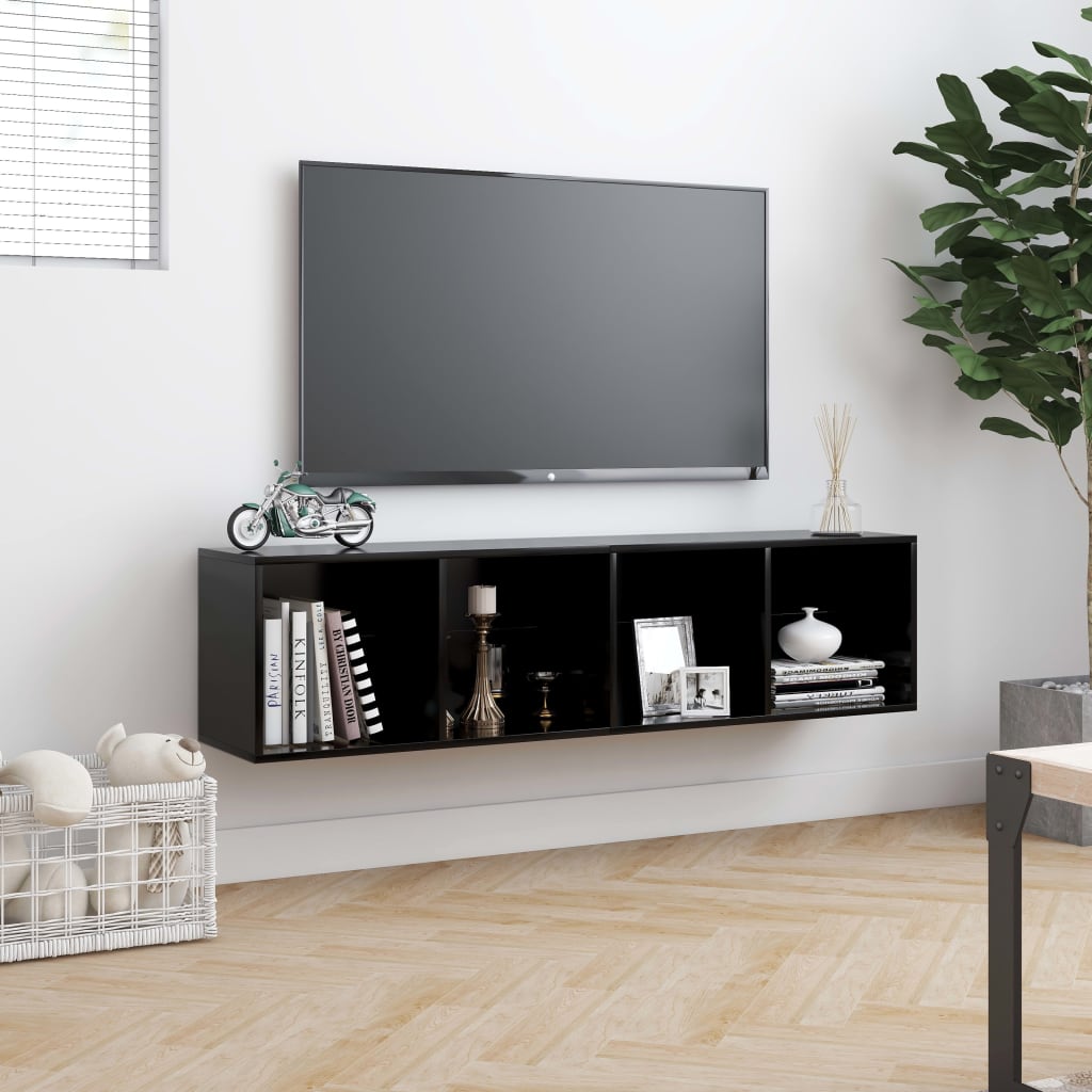 Libreria/Mobile TV Nero 143x30x36 cm - homemem39