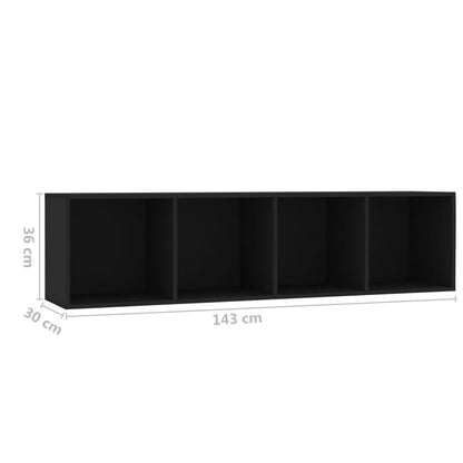 Libreria/Mobile TV Nero 143x30x36 cm - homemem39