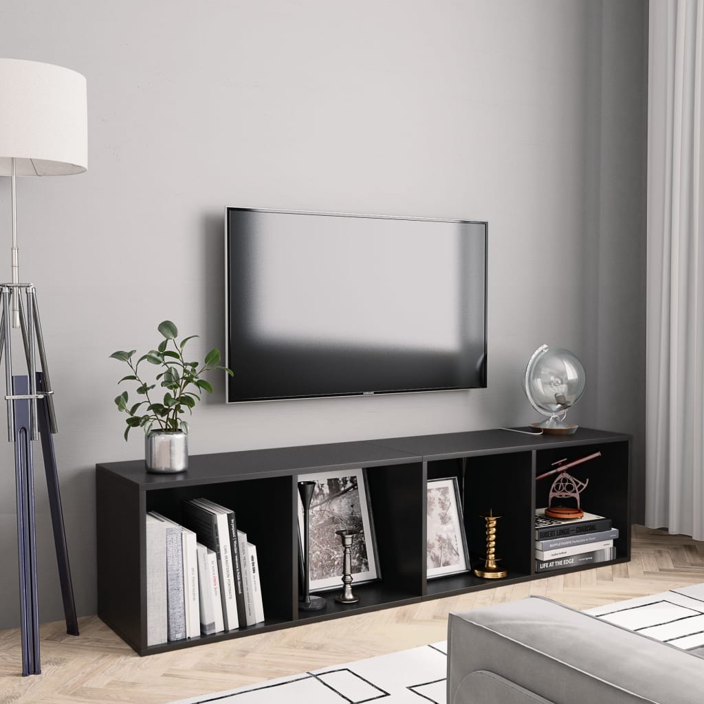 Libreria/Mobile TV Nero 143x30x36 cm - homemem39