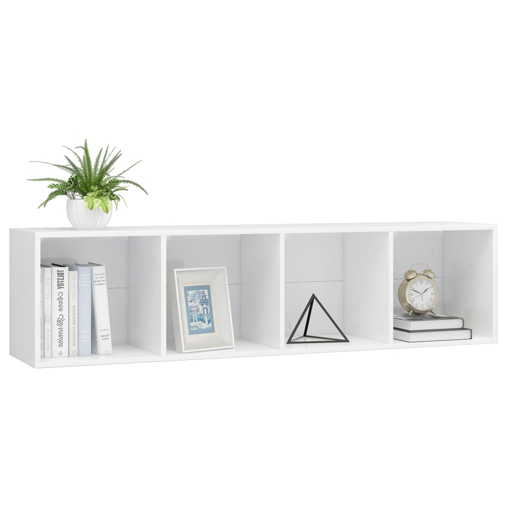 Libreria/Mobile TV Bianco Lucido 143x30x36 cm - homemem39