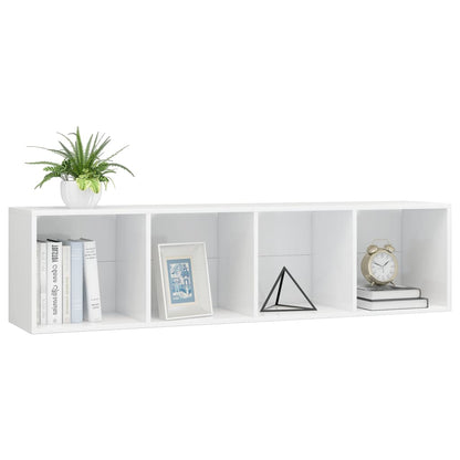 Libreria/Mobile TV Bianco Lucido 143x30x36 cm - homemem39