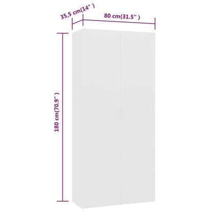 Scarpiera Bianca 80x35,5x180 cm in Legno Multistrato - homemem39