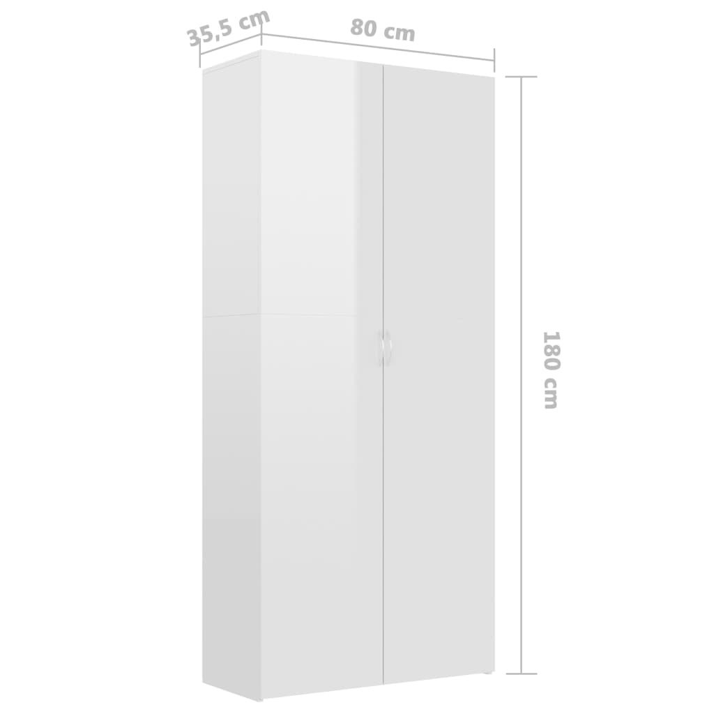 Scarpiera Bianco Lucido 80x35,5x180 cm in Legno Multistrato - homemem39