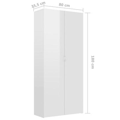 Scarpiera Bianco Lucido 80x35,5x180 cm in Legno Multistrato - homemem39