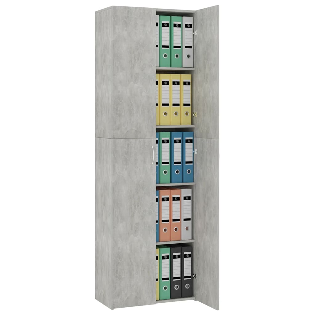 Armadio per Ufficio Grigio Calcestruzzo 60x32x190 cm Truciolato - homemem39