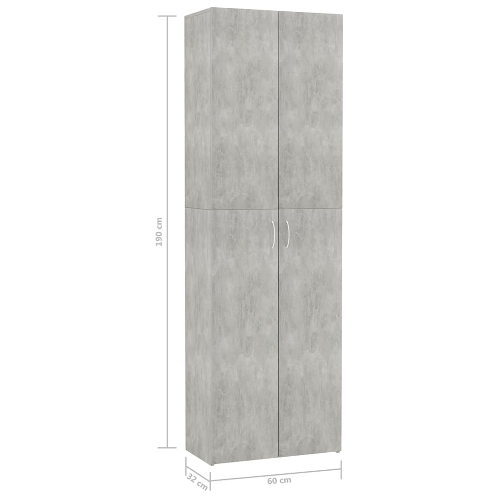 Armadio per Ufficio Grigio Calcestruzzo 60x32x190 cm Truciolato - homemem39