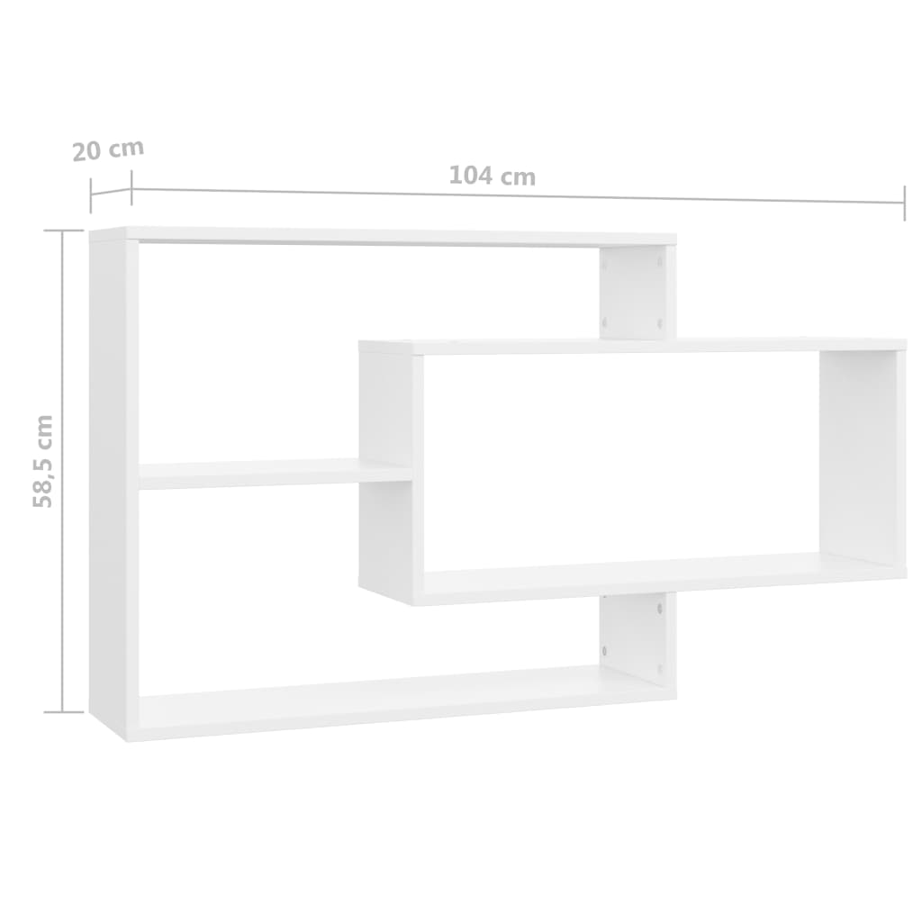 Mensole a Muro Bianche 104x20x58,5 cm in Legno Multistrato - homemem39