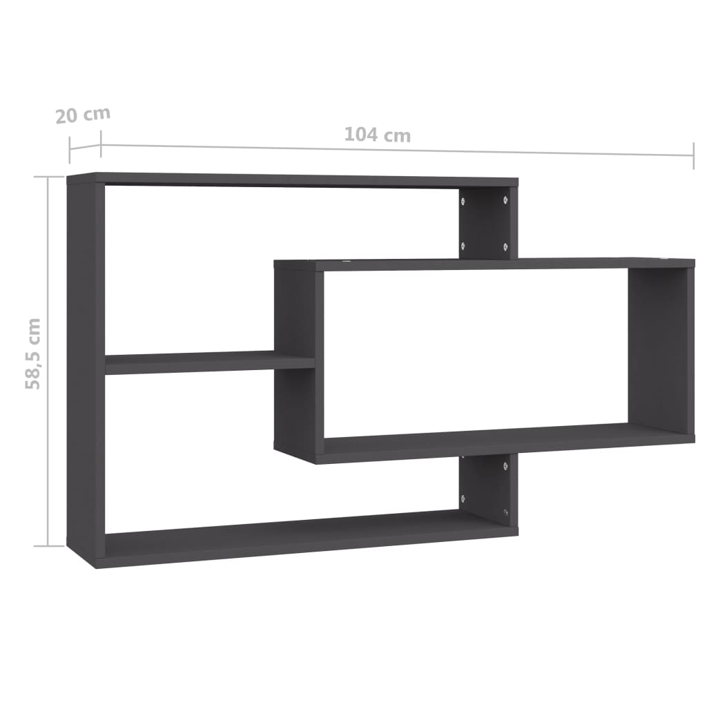 Mensole a Muro Grigie 104x20x58,5 cm in Truciolato - homemem39