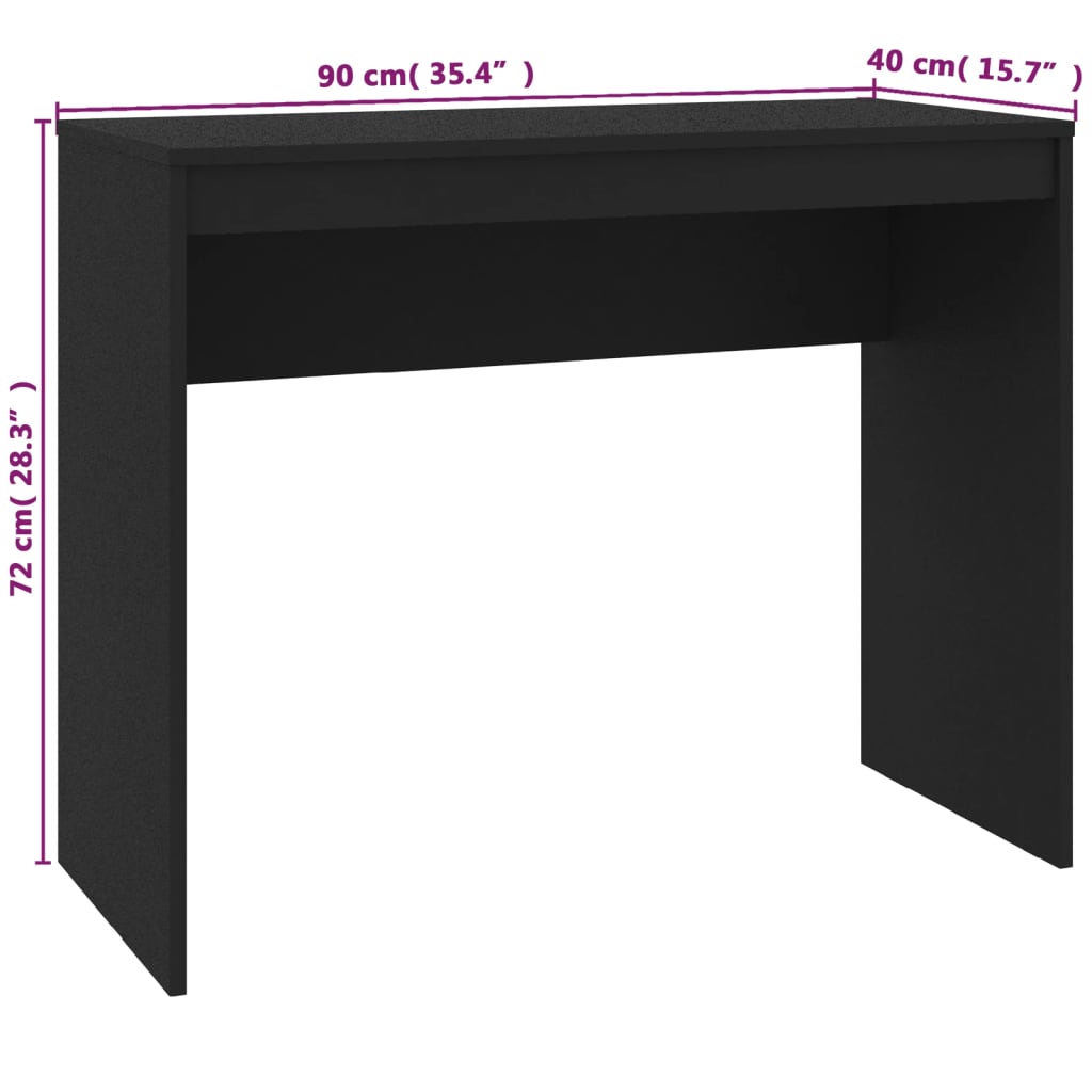 Scrivania Nera 90x40x72 cm in Legno Multistrato - homemem39