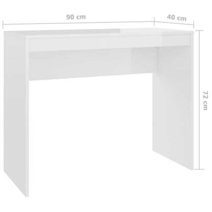 Scrivania Bianco Lucido 90x40x72 cm in Legno Multistrato - homemem39