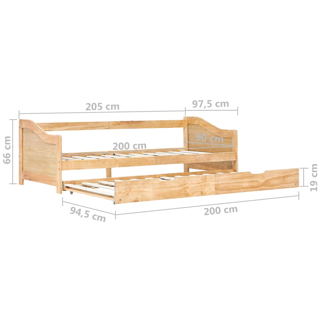 Divano Letto a Scomparsa in Legno di Pino 90x200 cm - homemem39