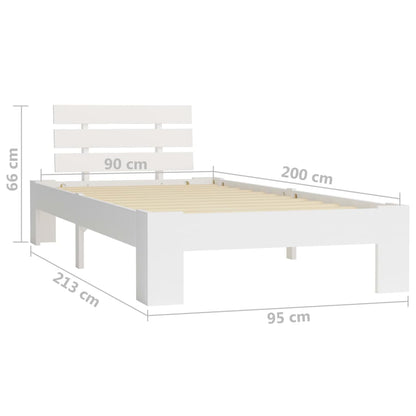 Giroletto Bianco in Legno Massello di Pino 90x200 cm - homemem39