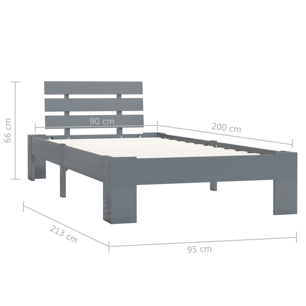 Giroletto Grigio in Legno Massello di Pino 90x200 cm - homemem39