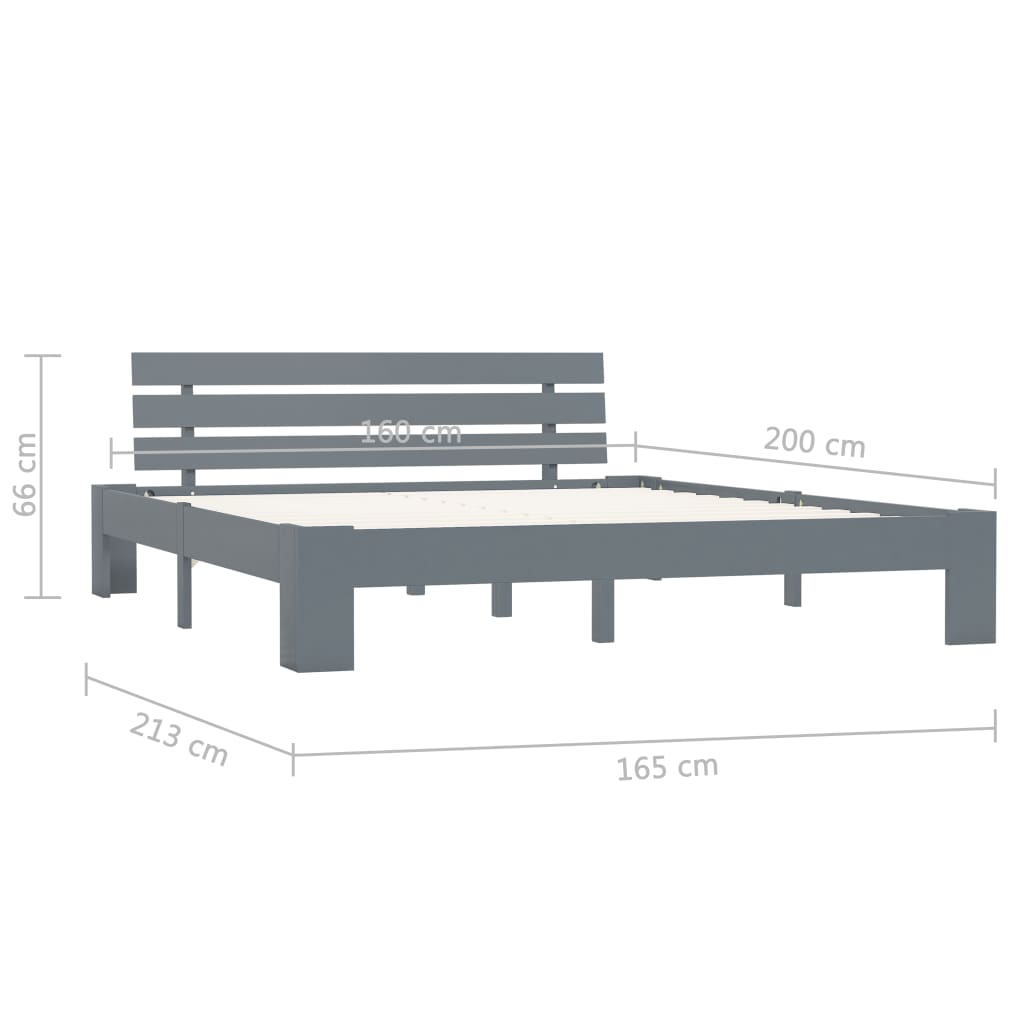 Giroletto Grigio in Legno Massello di Pino 160x200 cm - homemem39