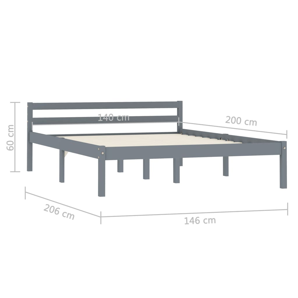 Giroletto Grigio in Legno Massello di Pino 140x200 cm - homemem39