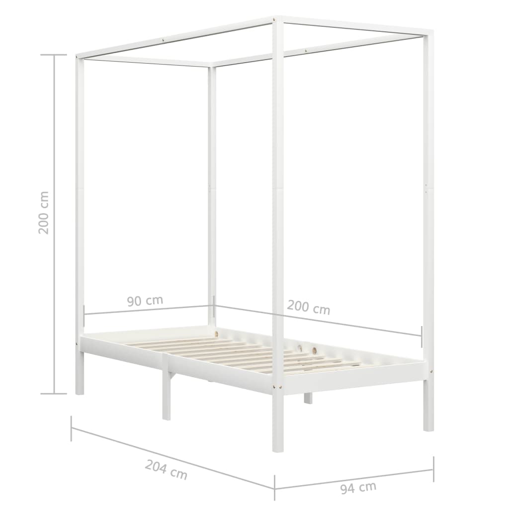 Giroletto a Baldacchino Bianco Legno Massello di Pino 90x200 cm - homemem39