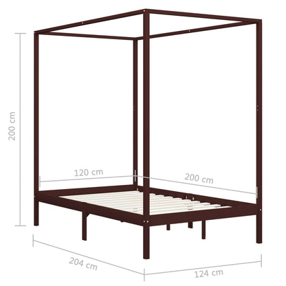 Giroletto a Baldacchino Marrone Scuro Massello Pino 120x200 cm - homemem39