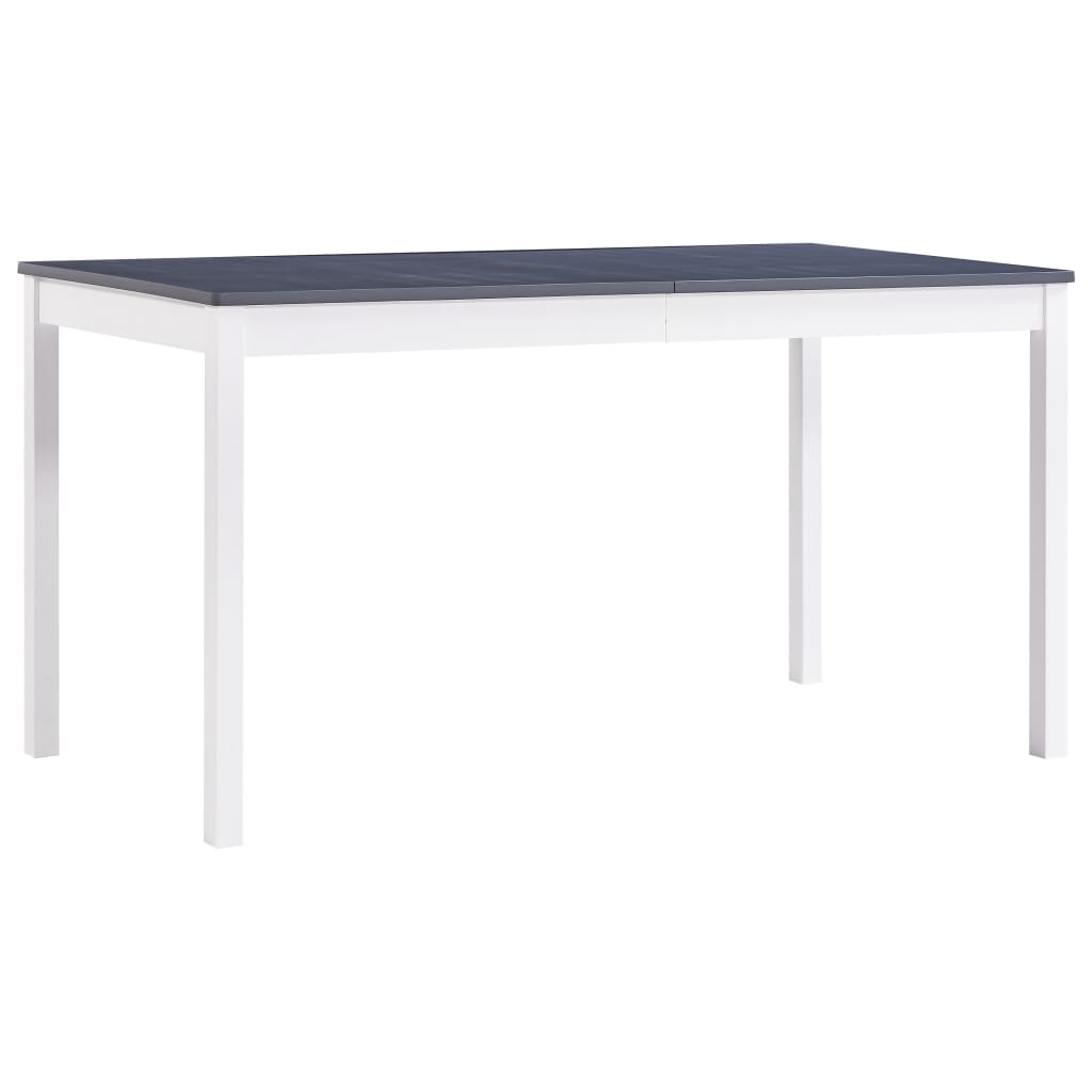 Tavolo da Pranzo Bianco e Grigio 140x70x73 cm in Legno di Pino - homemem39