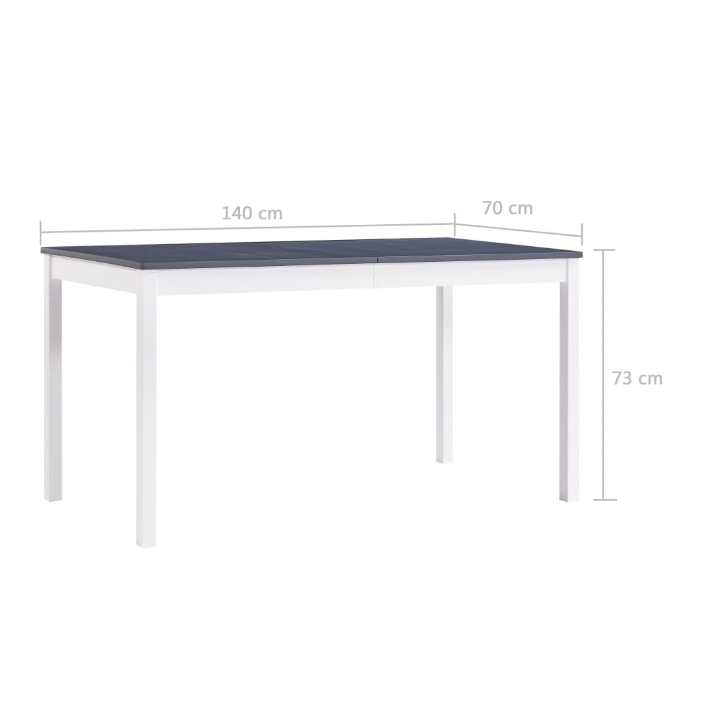 Tavolo da Pranzo Bianco e Grigio 140x70x73 cm in Legno di Pino - homemem39