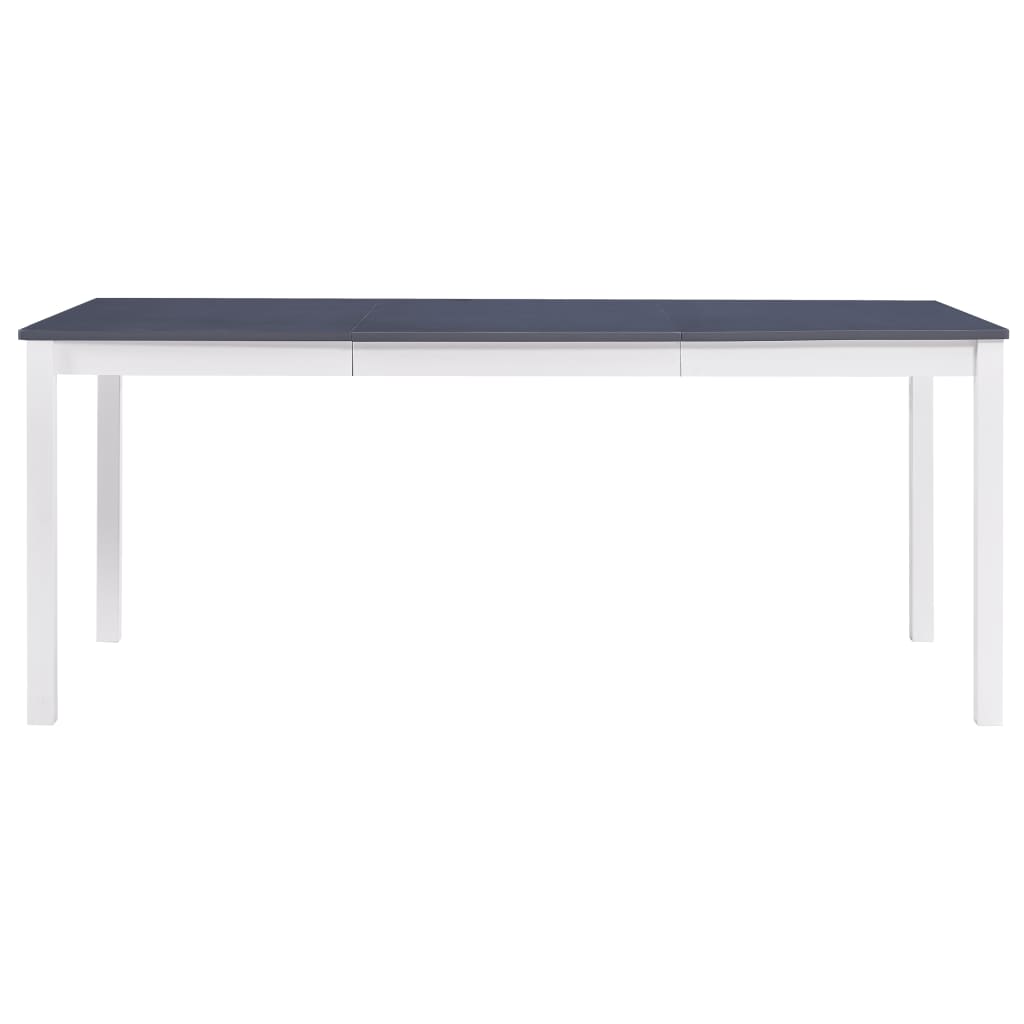 Tavolo da Pranzo Bianco e Grigio 180x90x73 cm in Legno di Pino - homemem39