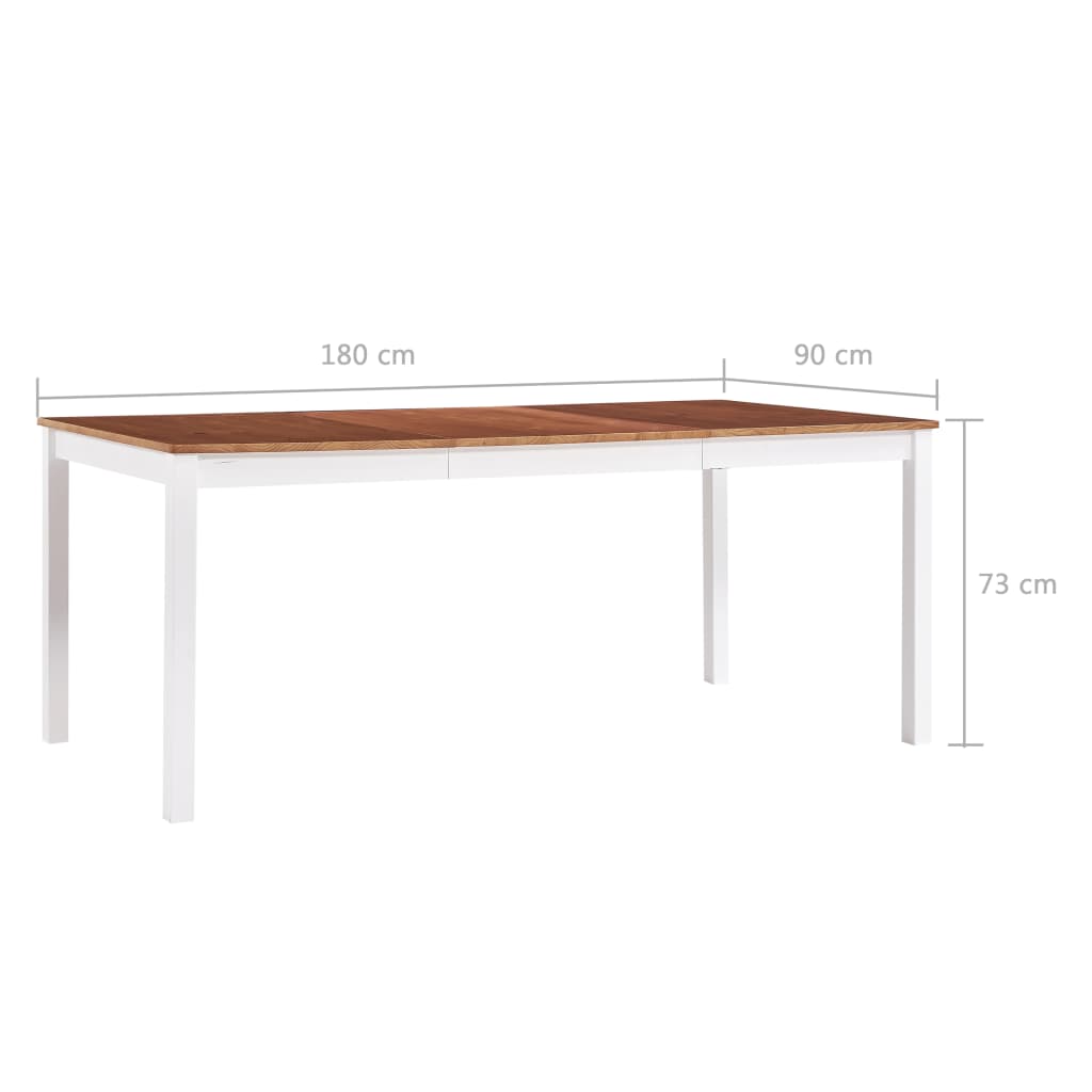 Tavolo da Pranzo Bianco e Marrone 180x90x73 cm in Legno di Pino - homemem39