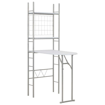 Set Tavolo Sedie Pieghevoli con Scaffale 3pz MDF Acciaio Bianco - homemem39