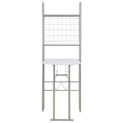 Set Tavolo Sedie Pieghevoli con Scaffale 3pz MDF Acciaio Bianco - homemem39