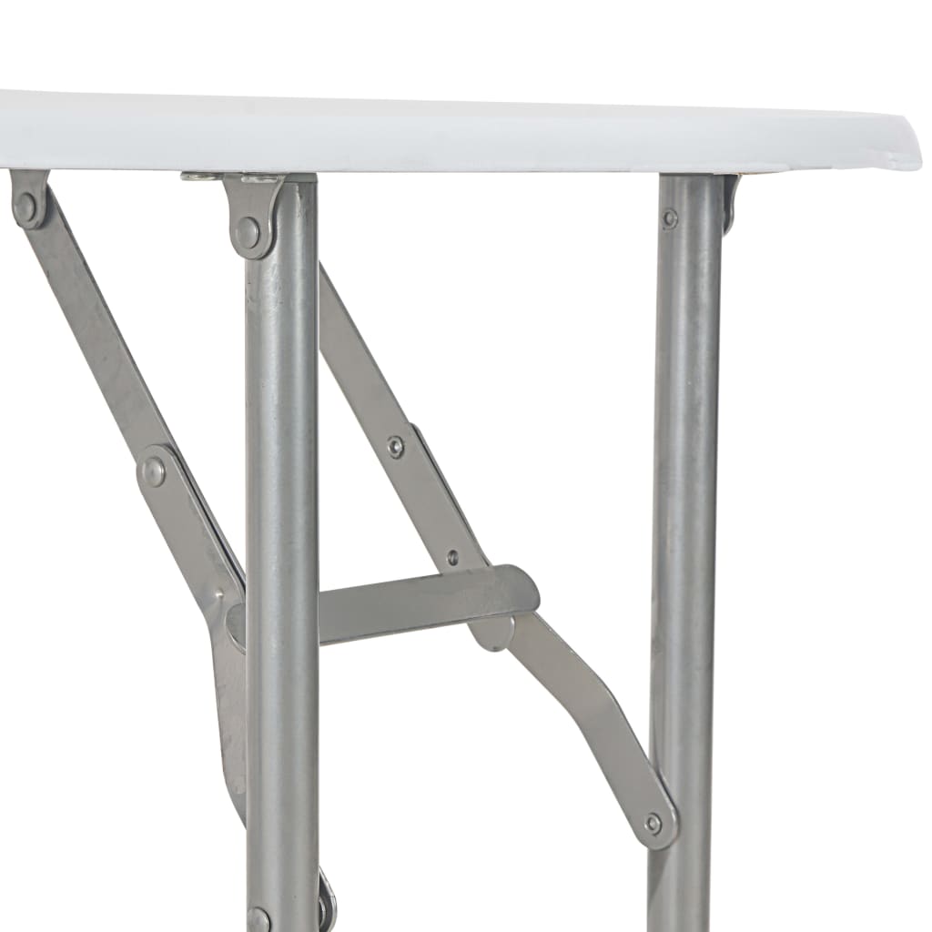 Set Tavolo Sedie Pieghevoli con Scaffale 3pz MDF Acciaio Bianco - homemem39