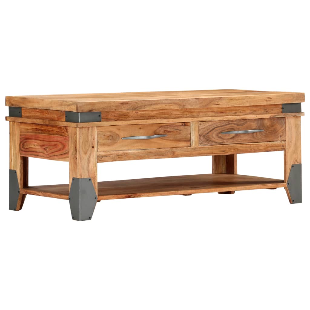 Tavolino da Caffè 110x52x45 cm in Legno Massello di Acacia - homemem39