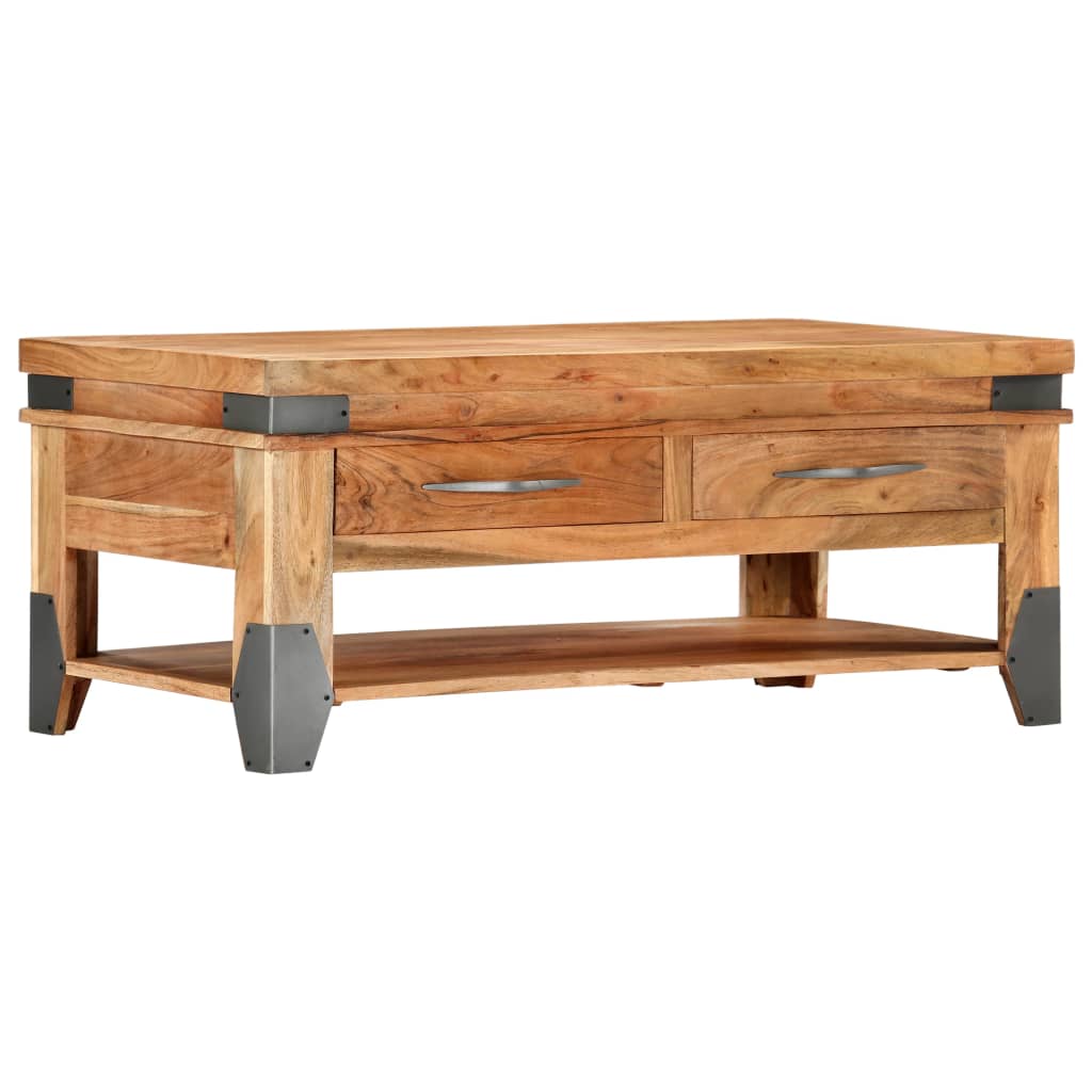 Tavolino da Caffè 110x52x45 cm in Legno Massello di Acacia - homemem39