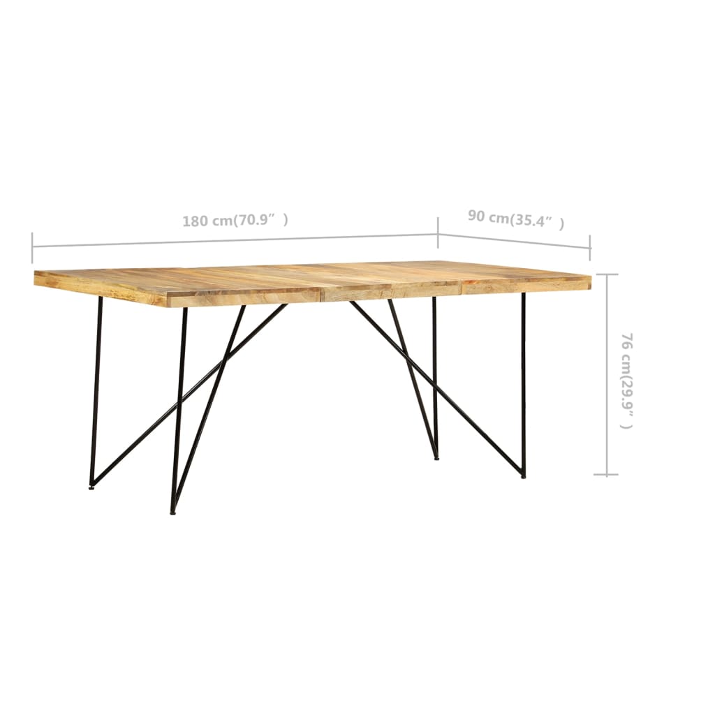 Tavolo da Pranzo 180x90x76 cm in Legno Massello di Mango - homemem39