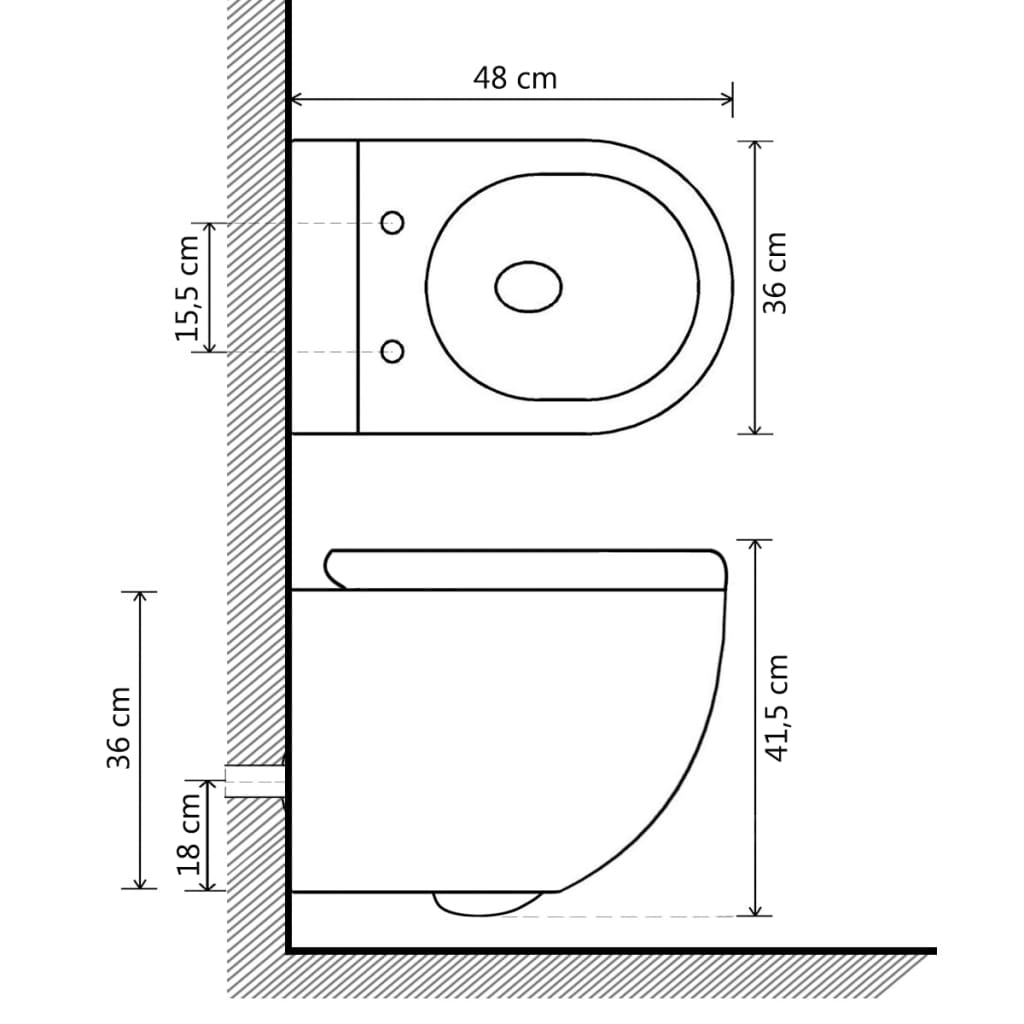 WC Sospeso con Design Senza Bordi in Ceramica Bianca - homemem39