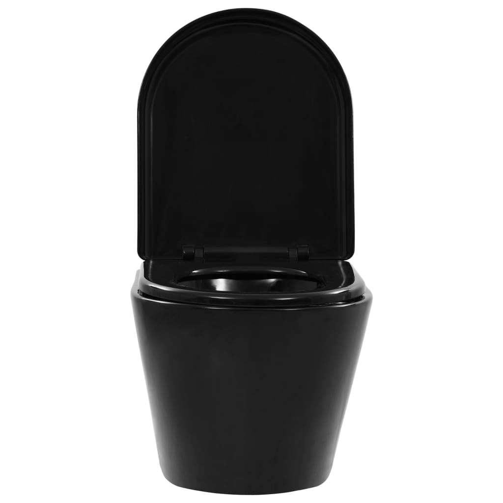 WC Sospeso con Design Senza Bordi in Ceramica Nero - homemem39