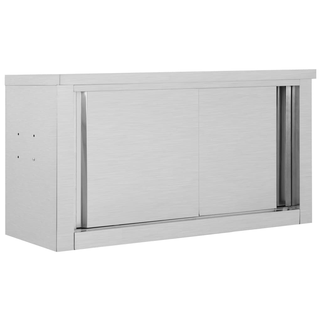 Armadio da Cucina con Ante Scorrevoli 90x40x50cm Acciaio Inox - homemem39