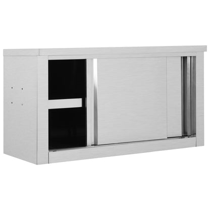 Armadio da Cucina con Ante Scorrevoli 90x40x50cm Acciaio Inox - homemem39